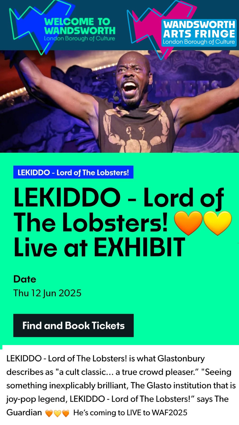 LEKIDDO - Lord of The Lobsters! Live at Live at EXHIBIT, Balham on 12th June 2025, #WAF2025 #LBOC2025